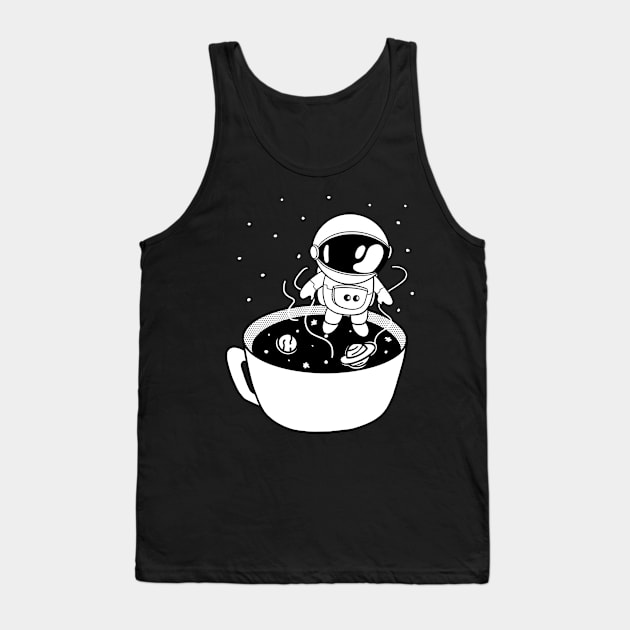 Coffee In Space Cute Astronaut Stars Planet Mug Tank Top by Foxxy Merch